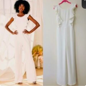 Lulus White Ruffle jumpsuit
